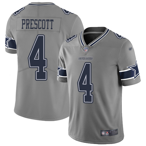Men Dallas Cowboys Limited Gray Dak Prescott #4 Inverted Legend NFL Jersey